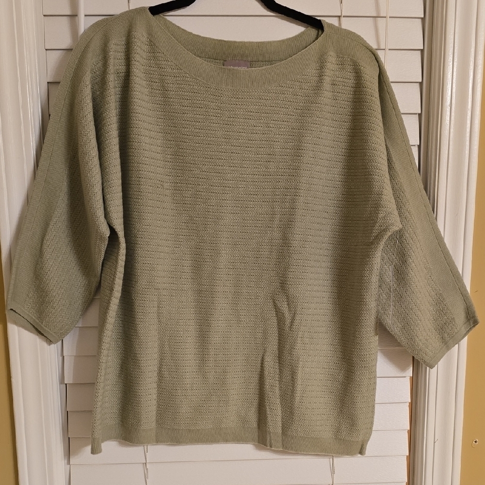 Chico's Green Boxy Ribbed Sweatshirt Tunic